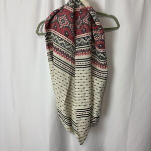 New J.Jill Cream Multi Jacquard Infinity Scarf NWT Cotton Acrylic Fair Isle Soft